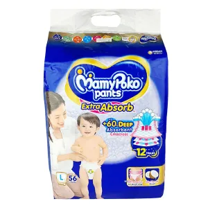 MamyPoko Pants Baby Diaper Extra Absorb (9–14 kg) – Size L – 56 Pants